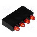 H30D-4SD; LED; in housing; red; 3mm; No.of diodes: 4; 20mA; Lens: diffused,red; LUCKY LIGHT