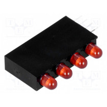 H30D-4SD; LED; in housing; red; 3mm; No.of diodes: 4; 20mA; Lens: diffused,red; LUCKY LIGHT H30D-4SD; LED; in housing; red; 3mm; No.of diodes: 4; 20mA; Lens: diffused,red; LUCKY LIGHT