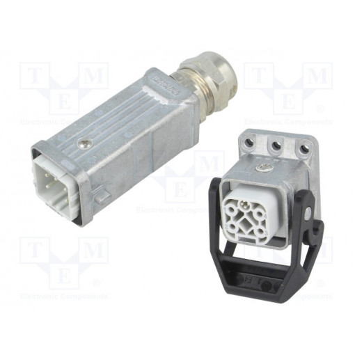 1424446; Connector: HDC; male + female; Pitch: 1x screw (21x21mm); 230V; PHOENIX CONTACT