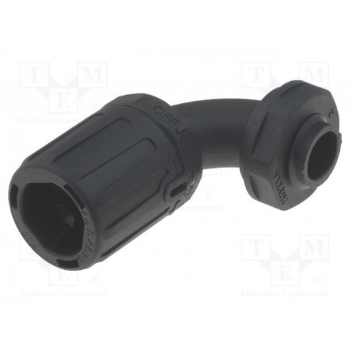 166-22202; 90° angled connector; ØBraid : 16mm; polyamide; HelaGuard; IP66; HELLERMANNTYTON