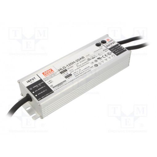 HLG-120H-20AB; Power supply: switched-mode; LED; 120W; 20VDC; 17÷22VDC; 3÷6A; IP65; MEAN WELL