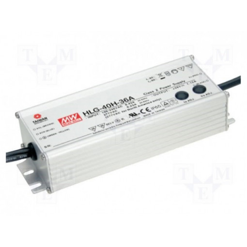 HLG-40H-42A; Power supply: switched-mode; LED; 40.32W; 42VDC; 40÷46VDC; IP65; MEAN WELL HLG-40H-42A; Power supply: switched-mode; LED; 40.32W; 42VDC; 40÷46VDC; IP65; MEAN WELL