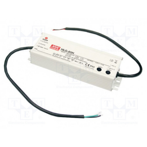 HLG-80H-12A; Power supply: switched-mode; LED; 60W; 12VDC; 10.8÷13.5VDC; 3÷5A; MEAN WELL