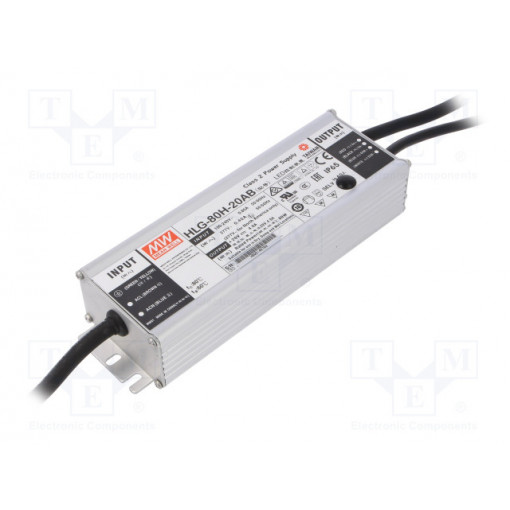 HLG-80H-20AB; Power supply: switched-mode; LED; 80W; 20VDC; 17÷22VDC; 2.4÷4A; MEAN WELL