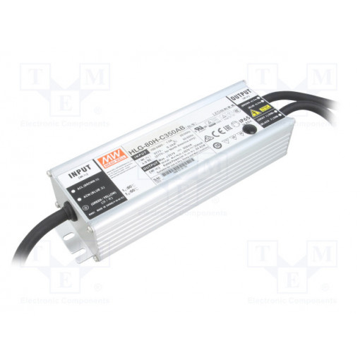 HLG-80H-C350AB; Power supply: switched-mode; LED; 89.95W; 167÷257VDC; 210÷350mA; MEAN WELL