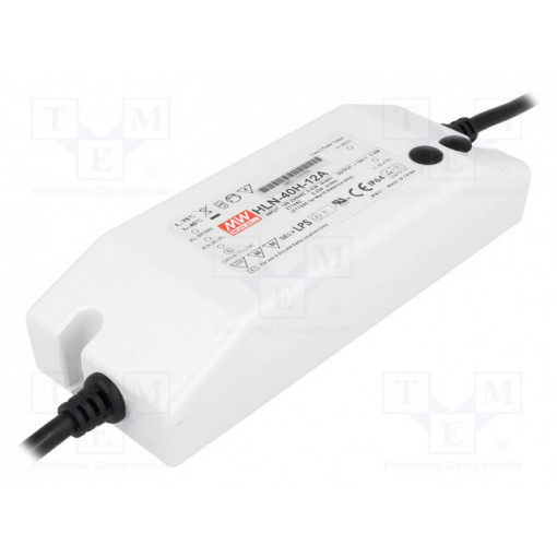 HLN-40H-12A; Power supply: switched-mode; LED; 40W; 12VDC; 10.8÷13.5VDC; 2÷3.3A; MEAN WELL