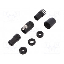 HPT-3-FJ; Plug; AC supply; female; PIN: 3; for cable; 16A; 250V; thermoplastic; AMPHENOL