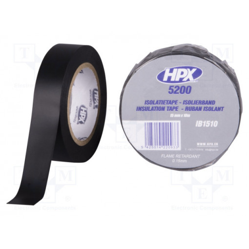 IB1510; Tape: electrical insulating; W: 15mm; L: 10m; Thk: 0.15mm; black; HPX