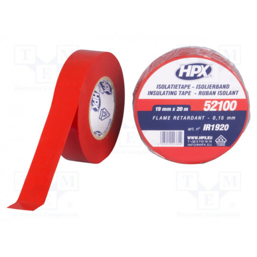 IR1920; Tape: electrical insulating; W: 19mm; L: 20m; Thk: 0.15mm; red; 125%; HPX