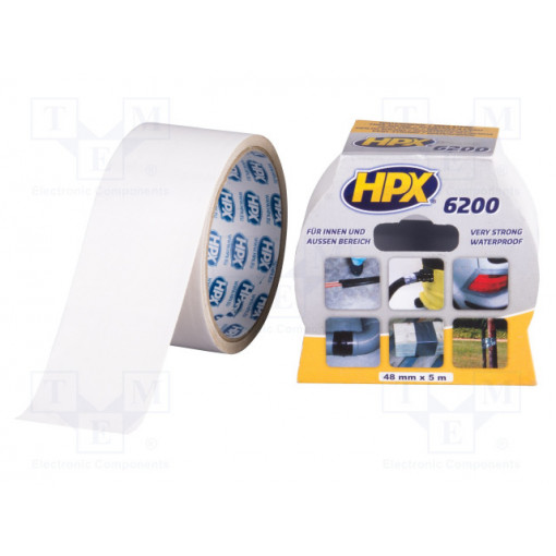 CW5005; Tape: duct; W: 48mm; L: 5m; Thk: 0.3mm; white; natural rubber; HPX