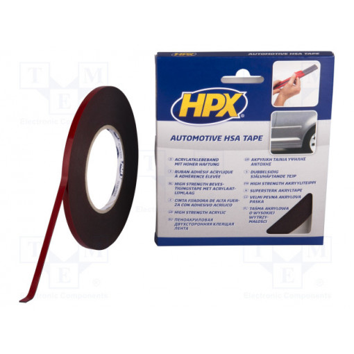 HSA002; Tape: fixing; W: 6mm; L: 10m; Thk: 1.1mm; double-sided; acrylic; HPX