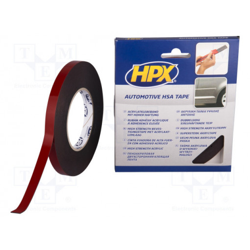 HSA004; Tape: fixing; W: 12mm; L: 10m; Thk: 1.1mm; double-sided; acrylic; HPX