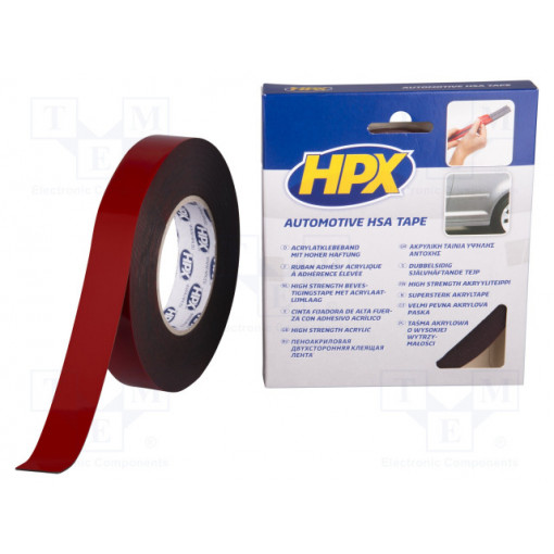 HSA006; Tape: fixing; W: 25mm; L: 10m; Thk: 1.1mm; double-sided; acrylic; HPX