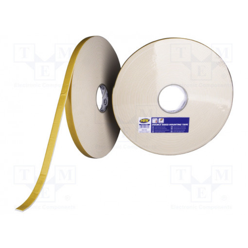 DW1925; Tape: fixing; W: 19mm; L: 25m; Thk: 3mm; double-sided; white; max.80°C; HPX