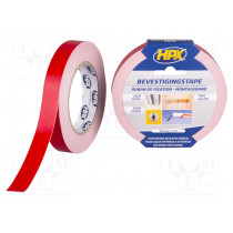 DS1905; Tape: fixing; W: 19mm; L: 5m; Thk: 1.1mm; double-sided; acrylic; white; HPX
