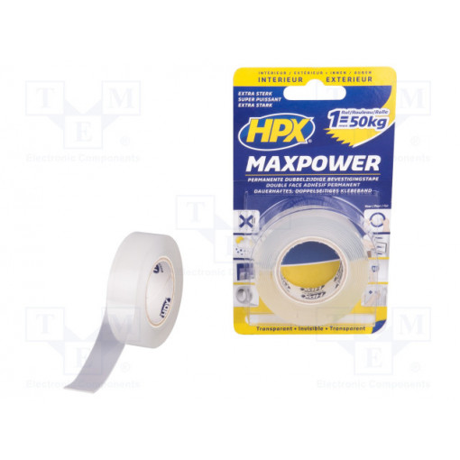 HT1902; Tape: fixing; W: 19mm; L: 2m; Thk: 1mm; double-sided; acrylic; HPX