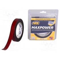 OT1905; Tape: fixing; W: 19mm; L: 5m; Thk: 1.1mm; double-sided; acrylic; black; HPX