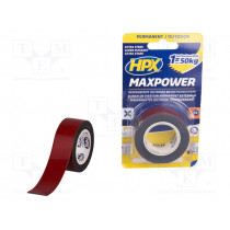 OT2502; Tape: fixing; W: 25mm; L: 1.5m; Thk: 1.1mm; double-sided; acrylic; HPX