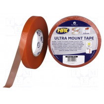 UM1950; Tape: fixing; W: 19mm; L: 50m; Thk: 0.2mm; double-sided; transparent; HPX