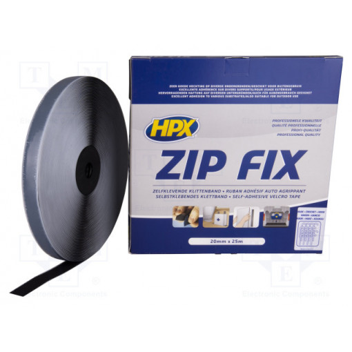 Z2025H; Tape: velcro; W: 20mm; L: 25m; Thk: 2.1mm; synthetic rubber; black; HPX