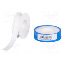 WT1212; Tape: sealing; W: 12mm; L: 12m; white; PTFE; Application: sealing; HPX
