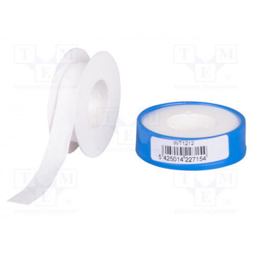 WT1212; Tape: sealing; W: 12mm; L: 12m; white; PTFE; Application: sealing; HPX