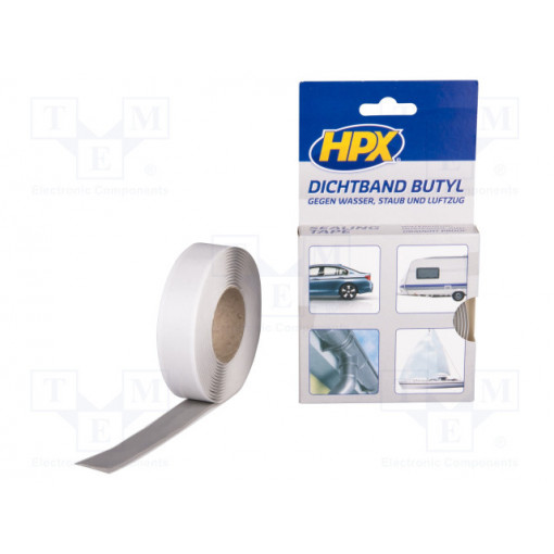BU2003; Tape: sealing; W: 20mm; L: 3m; Thk: 2mm; grey; butyl; butyl caoutchouc; HPX