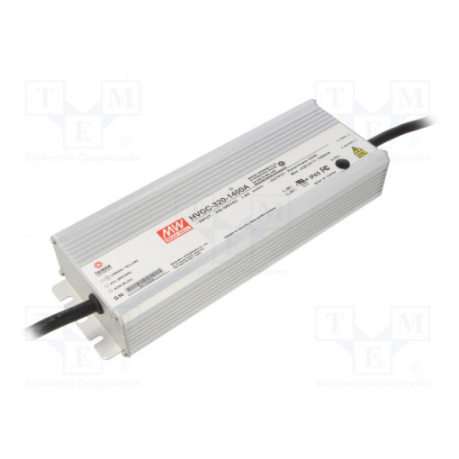 HVGC-320-1400A; Power supply: switched-mode; LED; 320W; 114.3÷228.6VDC; IP65; 2kg; MEAN WELL