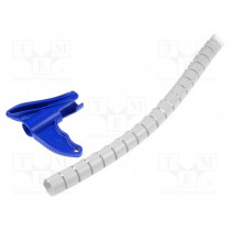 161-64205; Spiral wrapping; ØBundle : 16mm; polypropylene; light grey; L: 2m; HELLERMANNTYTON