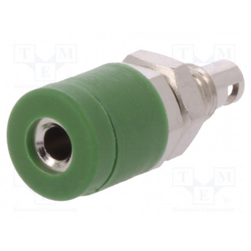 IBU 2011 NI/GN; Socket; 2mm banana; 10A; 33VAC; 70VDC; green; insulated; -40÷110°C; SCHÜTZINGER