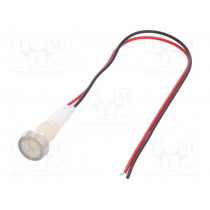IND10P-110W-W; Indicator: LED; flat; 110VDC; 110VAC; Cutout: Ø10mm; 200mm leads; NINIGI