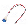 IND10P-12B-W; Indicator: LED; flat; 12VDC; 12VAC; Cutout: Ø10mm; 200mm leads; NINIGI