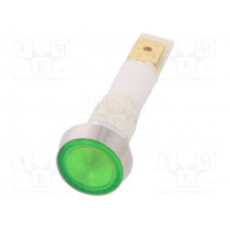 IND10P-12G-C; Indicator: LED; flat; 12VDC; 12VAC; Cutout: Ø10mm; plastic; NINIGI