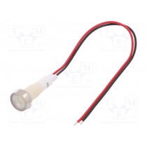 IND10P-12W-W; Indicator: LED; flat; 12VDC; 12VAC; Cutout: Ø10mm; 200mm leads; NINIGI