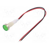 IND10P-24G-W; Indicator: LED; flat; 24VDC; 24VAC; Cutout: Ø10mm; 200mm leads; NINIGI