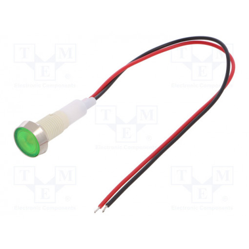 IND10P-24G-W; Indicator: LED; flat; 24VDC; 24VAC; Cutout: Ø10mm; 200mm leads; NINIGI