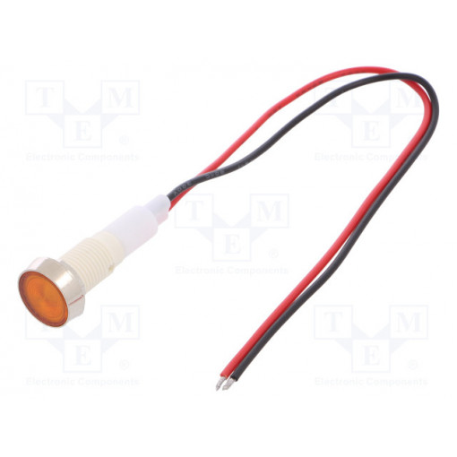 IND10P-24Y-W; Indicator: LED; flat; 24VDC; 24VAC; Cutout: Ø10mm; 200mm leads; NINIGI