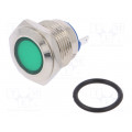 IND16-12G-C; Indicator: LED; flat; 12VDC; 12VAC; Cutout: Ø16mm; brass; NINIGI