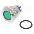 IND16-12G-S; Indicator: LED; flat; 12VDC; 12VAC; Cutout: Ø16mm; screw; brass; NINIGI