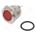 IND16-12R-C; Indicator: LED; flat; 12VDC; 12VAC; Cutout: Ø16mm; brass; NINIGI