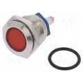IND16-12R-S; Indicator: LED; flat; 12VDC; 12VAC; Cutout: Ø16mm; screw; brass; NINIGI