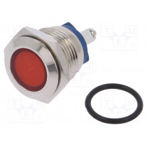 IND16-12R-S; Indicator: LED; flat; 12VDC; 12VAC; Cutout: Ø16mm; screw; brass; NINIGI