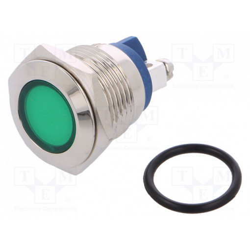 IND16-24G-S; Indicator: LED; flat; 24VDC; 24VAC; Cutout: Ø16mm; screw; brass; NINIGI