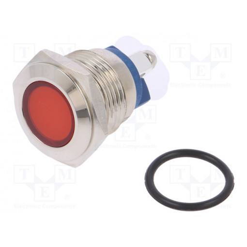 IND16-24R-S; Indicator: LED; flat; 24VDC; 24VAC; Cutout: Ø16mm; screw; brass; NINIGI
