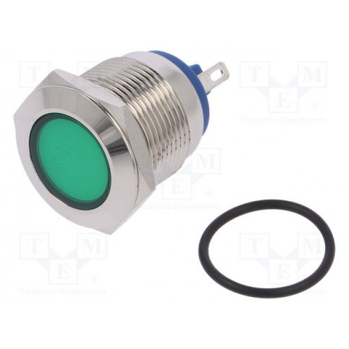 IND19-12G-C; Indicator: LED; flat; 12VDC; 12VAC; Cutout: Ø19mm; brass; NINIGI