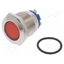 IND19-24R-S; Indicator: LED; flat; 24VDC; 24VAC; Cutout: Ø19mm; screw; brass; NINIGI