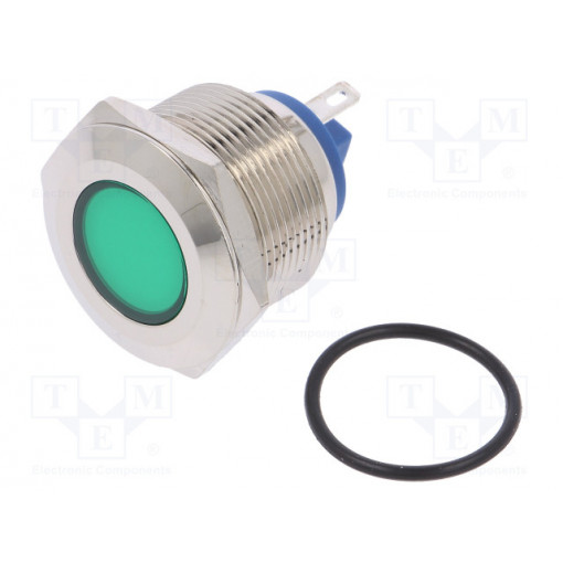 IND22-12G-C; Indicator: LED; flat; 12VDC; 12VAC; Cutout: Ø22mm; brass; NINIGI