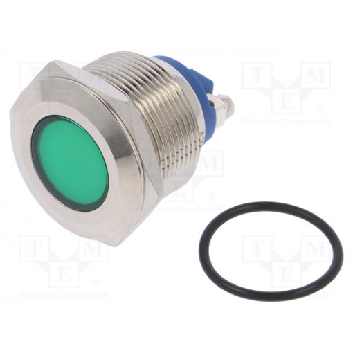 IND22-12G-S; Indicator: LED; flat; 12VDC; 12VAC; Cutout: Ø22mm; screw; brass; NINIGI
