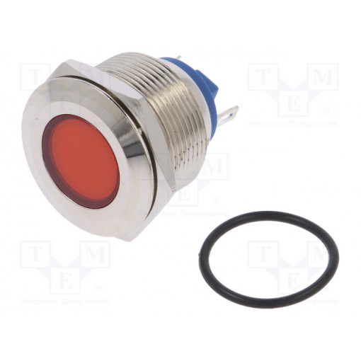 IND22-12R-C; Indicator: LED; flat; 12VDC; 12VAC; Cutout: Ø22mm; brass; NINIGI