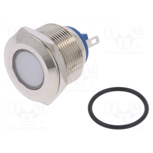 IND22-24W-C; Indicator: LED; flat; 24VDC; 24VAC; Cutout: Ø22mm; brass; NINIGI